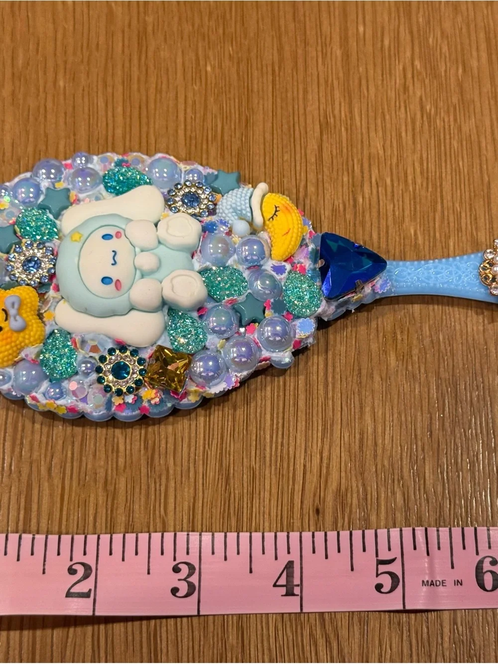 Kawaii Blue Jeweled Hand Mirror with Cinnamoroll Character